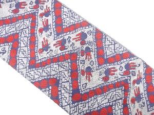 抽象鳥模様織出し袋帯